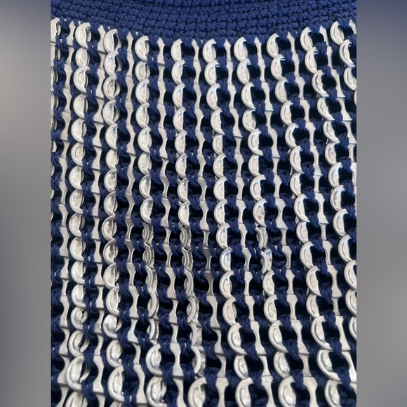 Soda Can Pull Tab Blue Crochet Mesh Crossbody Bag With Zip Closure - Picture 11 of 11